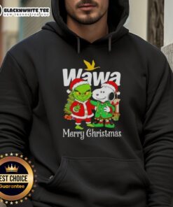 Awesome Wawa x Grinch and Snoopy Merry Christmas hoodie, featuring festive designs perfect for holiday celebrations.