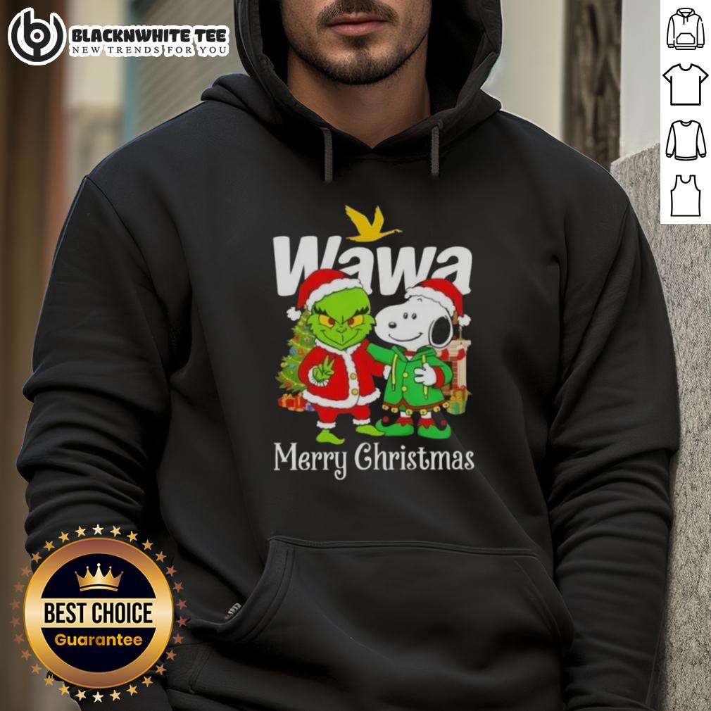 Awesome Wawa X Grinch And Snoopy Merry Christmas Hoodie Awesome Wawa x Grinch and Snoopy Merry Christmas hoodie, featuring festive designs perfect for holiday celebrations.