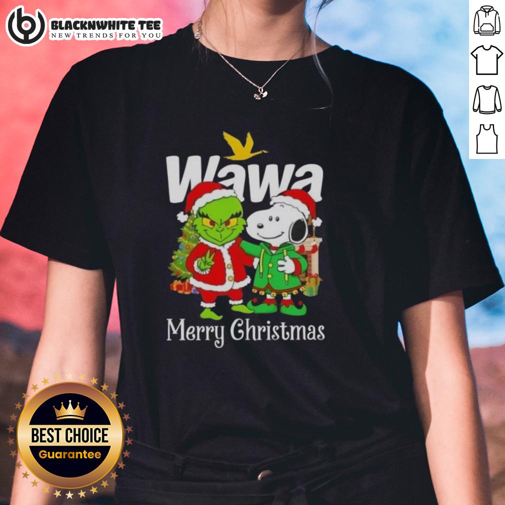 Awesome Wawa X Grinch And Snoopy Merry Christmas Ladies Tee Awesome Wawa x Grinch and Snoopy Merry Christmas ladies tee featuring festive graphics for holiday cheer.