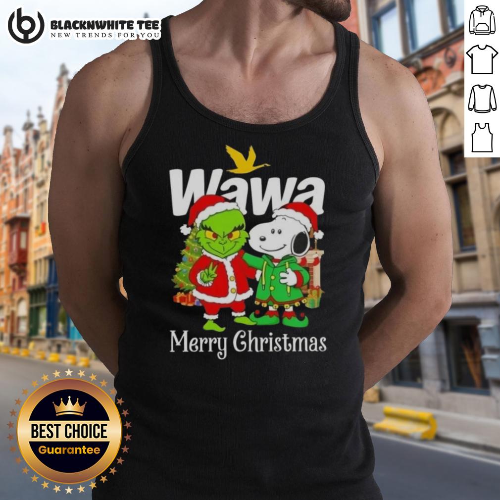 Awesome Wawa X Grinch And Snoopy Merry Christmas Tank Top Awesome Wawa X Grinch and Snoopy Merry Christmas tank top featuring festive designs for holiday cheer.