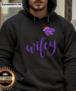 Awesome Wifey Kansas State Wildcats hoodie with Santa hat, perfect for a Merry Christmas celebration.