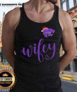 Awesome Wifey Kansas State Wildcats Santa Hat Merry Christmas Tank Top, perfect for festive holiday celebrations.