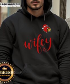 Awesome Wifey Louisville Cardinals hoodie with Santa hat, perfect for a Merry Christmas celebration.