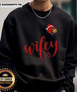 Awesome Wifey Louisville Cardinals Santa Hat Merry Christmas Sweatshirt featuring festive design for holiday cheer.