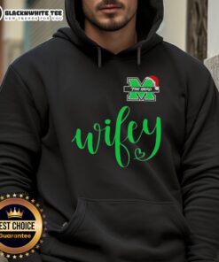 Awesome Wifey hoodie with Marshall Thundering Herd logo and Santa hat design, perfect for a Merry Christmas celebration.