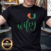 Awesome Wifey Miami Hurricanes Santa Hat Merry Christmas T-Shirt featuring festive design and team colors for holiday cheer.