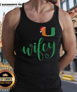 Awesome Wifey Miami Hurricanes Santa Hat Merry Christmas Tank Top featuring festive design and team spirit for the holidays.