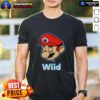 Awesome Wiid Super Mario smoking weed t-shirt featuring a playful design of Mario with cannabis leaves.