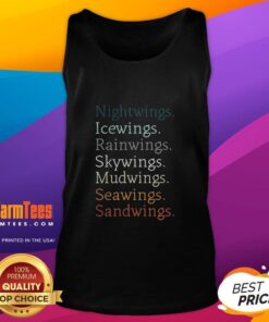 Awesome Wings of Fire dragons tank top featuring names of dragon tribes in vibrant colors and bold design.