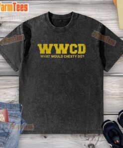 Awesome WWCD What Would Chesty Puller Do washed t-shirt featuring a bold design and military-inspired theme.
