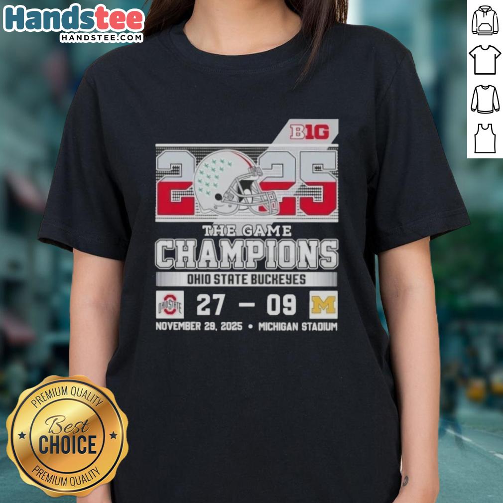 cute-big-ten-the-game-champions-ohio-state-buckeyes-beat-michigan-stadium-ladies-tee Cute Big Ten The Game champions Ohio State Buckeyes women's tee celebrating victory at Michigan Stadium.
