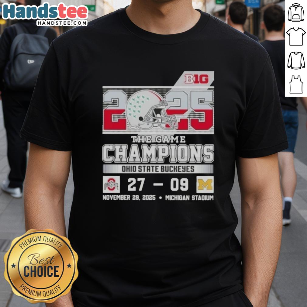 cute-big-ten-the-game-champions-ohio-state-buckeyes-beat-michigan-stadium-t-shirt Ohio State Buckeyes champions T-shirt celebrating their victory over Michigan at Big Ten The Game, featuring vibrant graphics.