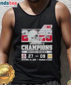 Ohio State Buckeyes champions tank top celebrating Big Ten victory over Michigan at the stadium.