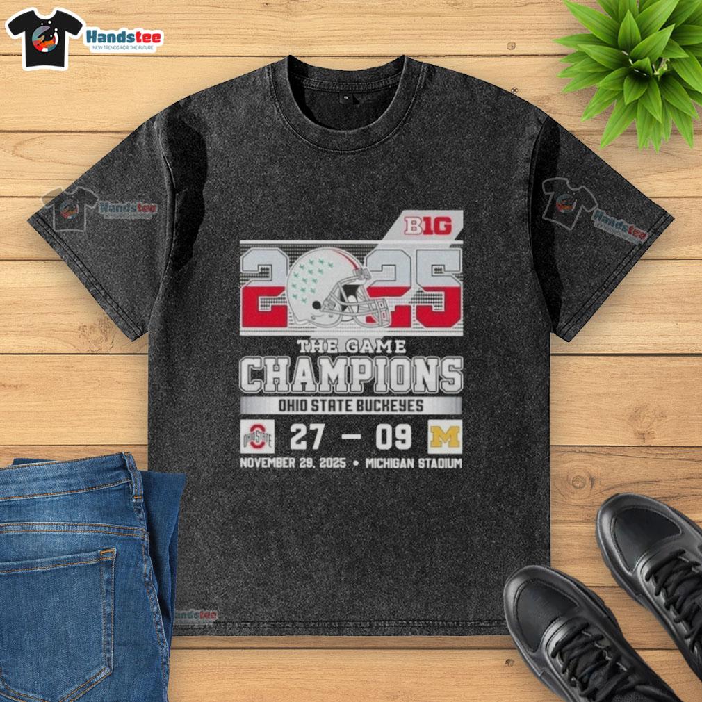 cute-big-ten-the-game-champions-ohio-state-buckeyes-beat-michigan-stadium-washed-t-shirt Alt Text: Ohio State Buckeyes fans celebrate in a washed t-shirt after defeating Michigan at The Game in Big Ten Championship.