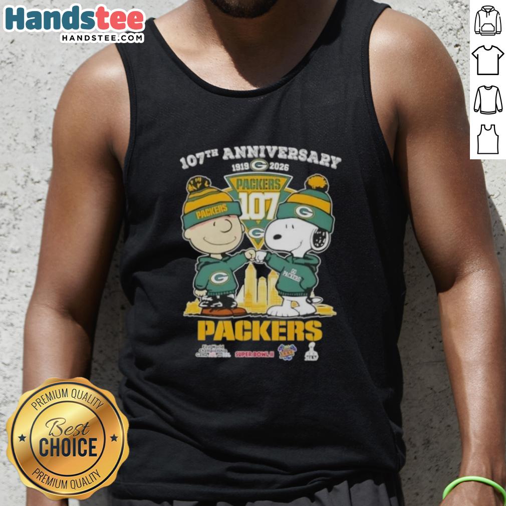 cute-charlie-brown-and-snoopy-107th-anniversary-1919-2026-green-bay-packers-football-skyline-tank-top Cute Charlie Brown and Snoopy 107th Anniversary tank top featuring Green Bay Packers football skyline design.