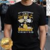 Alt Text: Cute Charlie Brown and Snoopy Super Bowl 93rd Anniversary T-Shirt featuring Pittsburgh Steelers football skyline design.