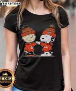 Cute Cleveland Browns Snoopy and Charlie Brown Best Friends ladies tee, showcasing a fun, colorful graphic design.