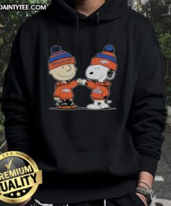 Alt Text: Cute Denver Broncos Snoopy and Charlie Brown hoodie featuring best friends design, perfect for fans and cozy wear.