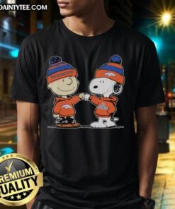 Alt Text: Cute Denver Broncos Snoopy and Charlie Brown best friends T-shirt featuring colorful graphics and team logo.