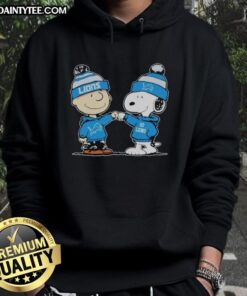 Alt Text: Cute Detroit Lions Snoopy and Charlie Brown Best Friends hoodie featuring vibrant graphics and cozy design.