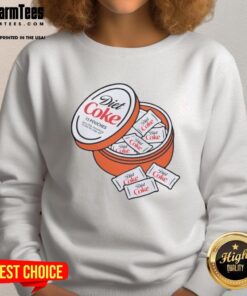 Cozy Cute Diet Coke Zyn Pouches sweatshirt featuring colorful graphics, perfect for stylish casual wear.