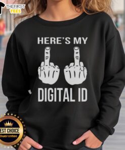 Cute digital ID sweatshirt featuring a middle finger graphic, perfect for casual and trendy outfits.