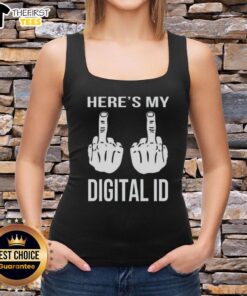 Cute digital ID tank top featuring a playful middle finger graphic, perfect for casual, fun outfits.