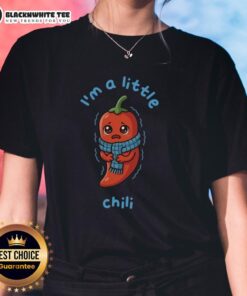 Cute 'I'm a Little Chili' ladies tee featuring a fun chili pepper graphic, perfect for casual wear and chili lovers.