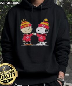 Alt Text: Cute Kansas City Chiefs Snoopy and Charlie Brown Best Friends Hoodie featuring vibrant team colors and playful design.