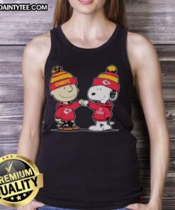 Alt Text: Cute Kansas City Chiefs Snoopy and Charlie Brown best friends tank top featuring vibrant graphics and team colors.