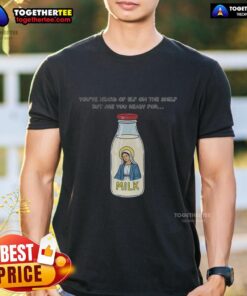 Alt Text: Cute Mary on Dairy Milk meme t-shirt featuring festive design inspired by Elf on the Shelf for holiday fun.