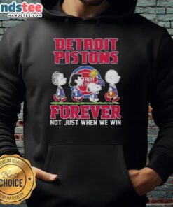 Alt Text: Cute Peanuts Snoopy and friends Detroit Pistons hoodie, showcasing team spirit and fun style for fans.