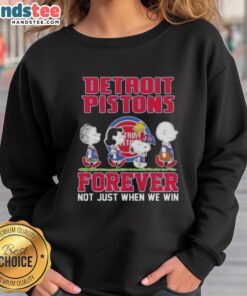Cute Peanuts Snoopy and friends Detroit Pistons Forever sweatshirt, perfect for fans celebrating team spirit.