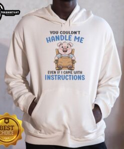 Alt Text: Adorable pig graphic on a hoodie with the phrase You Couldn't Handle Me Even If I Came With Instructions.