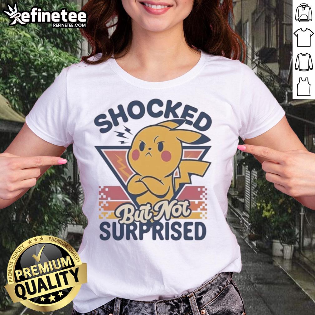 cute-pikachu-shocked-but-not-surprised-retro-ladies-tee Adorable Pikachu in a shocked expression on a retro ladies tee, perfect for Pokmon fans and stylish casual wear.
