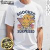 Alt Text: Cute Pikachu shocked but not surprised graphic on a retro T-shirt, perfect for Pokmon fans and vintage style lovers.