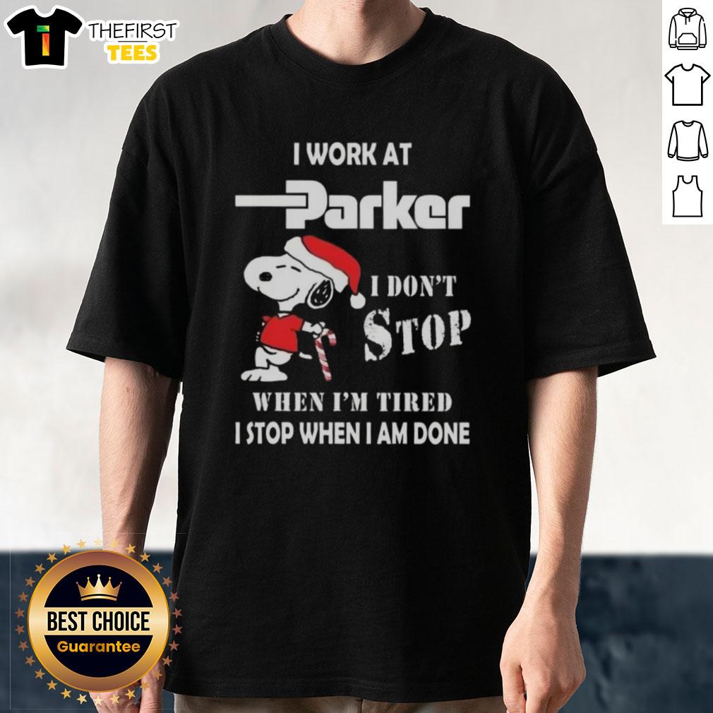 cute-snoopy-i-work-at-parker-hannifin-i-dont-stop-when-im-tired-i-stop-when-i-am-done-christmas-t-shirt-1 Alt Text: Cute Snoopy graphic T-shirt featuring I Work At Parker Hannifin I Dont Stop When Im Tired for Christmas.