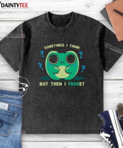 Adorable frog graphic on a washed t-shirt, perfect for casual wear and expressing fun personality. Cute sometime I think.