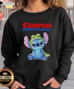 Alt Text: Cute Stitch cosplay featuring a crocodile design paired with a Costco Wholesale sweatshirt for a fun, playful look.