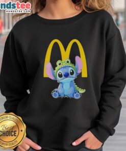 Adorable Stitch cosplay featuring a crocodile design with a McDonald's sweatshirt, perfect for fans and collectors.