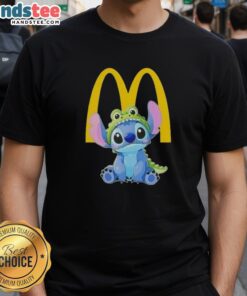 Adorable Stitch cosplay crocodile t-shirt featuring McDonald's design, perfect for fans and collectors of unique apparel.