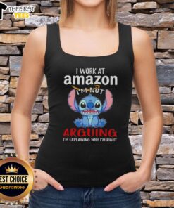 Alt Text: Cute Stitch tank top with 'I work at Amazon, Im not arguing, Im explaining why Im right' design.