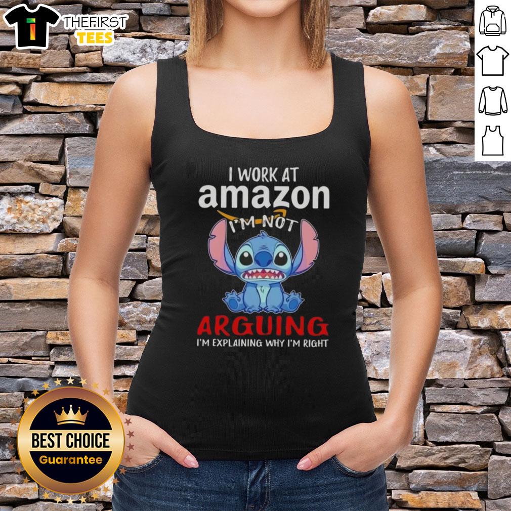 cute-stitch-i-work-at-amazon-im-not-arguing-im-explaining-why-im-right-tank-top Alt Text: Cute Stitch tank top with 'I work at Amazon, Im not arguing, Im explaining why Im right' design.