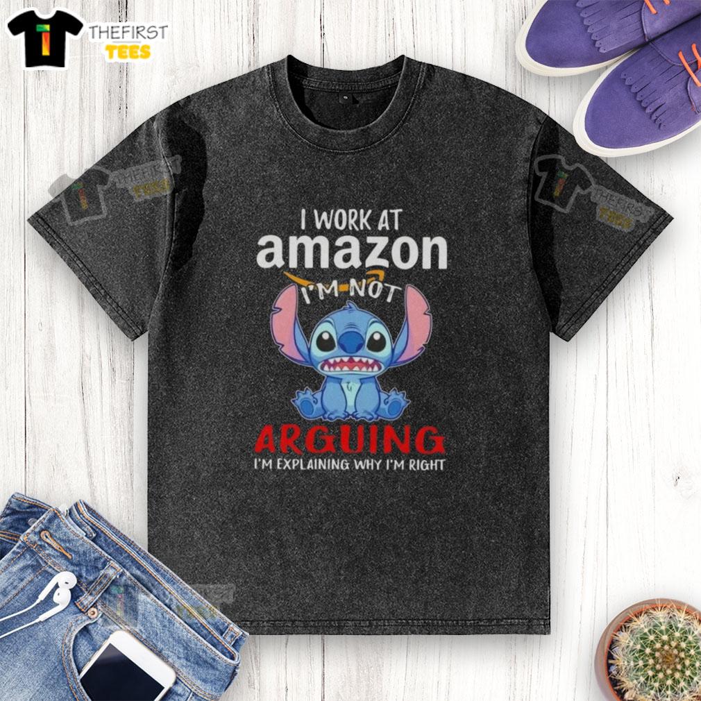 cute-stitch-i-work-at-amazon-im-not-arguing-im-explaining-why-im-right-washed-t-shirt Cute Stitch I Work At Amazon I'm Not Arguing I'm Explaining Why I'm Right washed t-shirt featuring vibrant design.