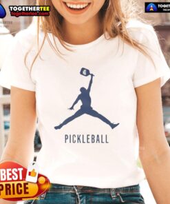 Funny Air Pickleball logo on a stylish ladies tee, perfect for pickleball enthusiasts and casual wear.