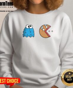 Funny Cookie Monster Pacman sweatshirt featuring a playful design perfect for cookie lovers and fans of quirky fashion.