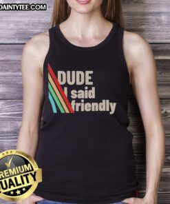 Funny dude wearing a Friendly ARC Raiders tank top, showcasing a humorous design and casual style.