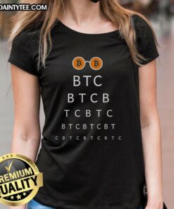 Funny Eye Check Bitcoin BTC Ladies Tee featuring a playful design for cryptocurrency enthusiasts.