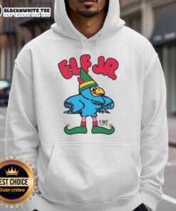 Funny Ft. Wright Drama Elf Jr. Hoodie featuring a playful design perfect for festive occasions and cozy wear.