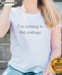 Alt Text: Funny I'm Coming to the Cottage Text Ladies Tee with playful design, perfect for summer outings and cottage getaways.